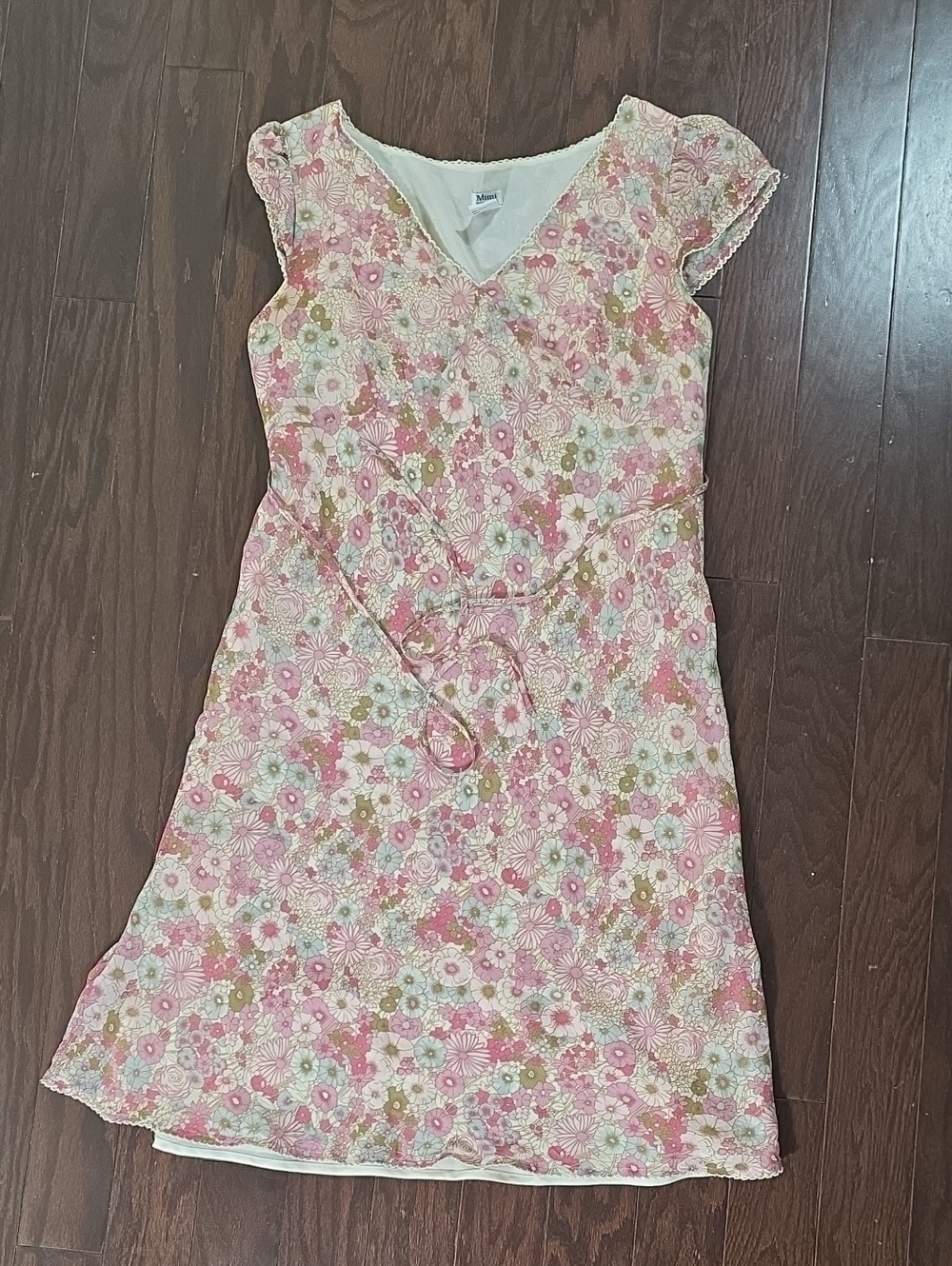 Mimi Maternity Pink Floral Tie-Waist Dress